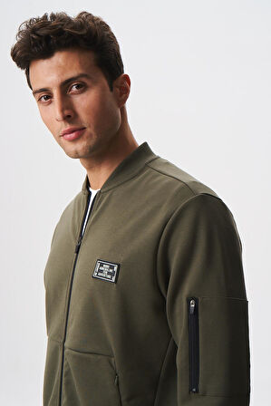 Arma Erkek Slim Fit Scuba Su Geçirmeyen Kumaş Basic Kol Cepli Tam Fermuar Kolej Yaka Sweatshirt K28324988301 