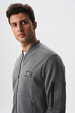Arma Erkek Slim Fit Scuba Su Geçirmeyen Kumaş Basic Kol Cepli Tam Fermuar Kolej Yaka Sweatshirt K28324988301 