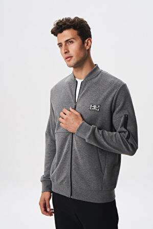 Arma Erkek Slim Fit Scuba Su Geçirmeyen Kumaş Basic Kol Cepli Tam Fermuar Kolej Yaka Sweatshirt K28324988301 