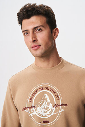 Arma Baskılı Yazılı Regular Fit Şardonlu Erkek Bisiklet Yaka Sweatshirt K28124602901 