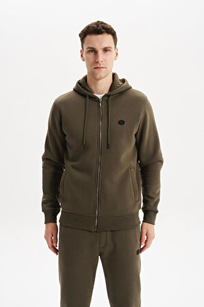 Arma Erkek Sweatshirt Büyük Beden 3 İplik Kalın Kumaş Kapüşonlu Fermuarlı Cepli %70 Pamuk %30 Polyester K30324801502 