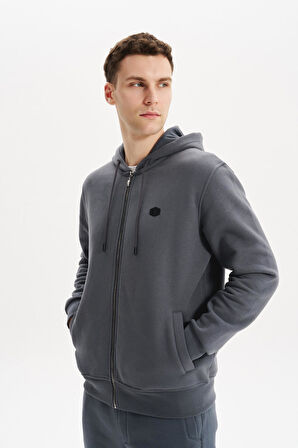 Arma Erkek Sweatshirt Büyük Beden 3 İplik Kalın Kumaş Kapüşonlu Fermuarlı Cepli %70 Pamuk %30 Polyester K30324801502 