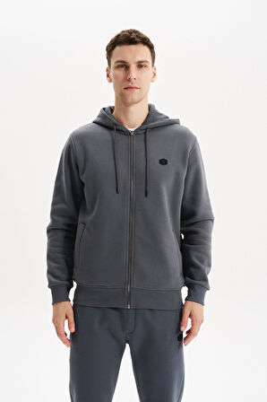 Arma Erkek Sweatshirt Büyük Beden 3 İplik Kalın Kumaş Kapüşonlu Fermuarlı Cepli %70 Pamuk %30 Polyester K30324801502 