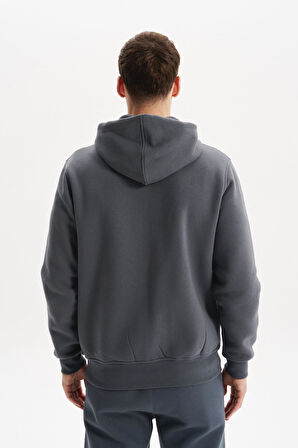 Arma Erkek Sweatshirt Büyük Beden 3 İplik Kalın Kumaş Kapüşonlu Fermuarlı Cepli %70 Pamuk %30 Polyester K30324801502 