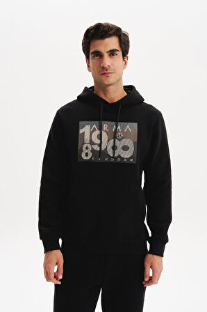 Arma Erkek Kapüşonlu Kanguru Cepli 3 İplik Baskılı Şardonlu Regular Fit Sweatshirt K30254628702 