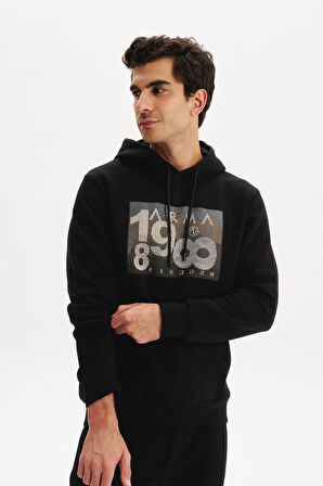 Arma Erkek Kapüşonlu Kanguru Cepli 3 İplik Baskılı Şardonlu Regular Fit Sweatshirt K30254628702 