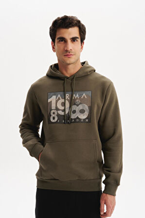Arma Erkek Kapüşonlu Kanguru Cepli 3 İplik Baskılı Şardonlu Regular Fit Sweatshirt K30254628702 