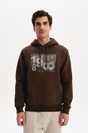 Arma Erkek Kapüşonlu Kanguru Cepli 3 İplik Baskılı Şardonlu Regular Fit Sweatshirt K30254628702 