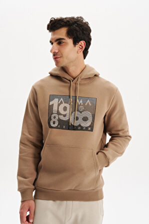 Arma Erkek Kapüşonlu Kanguru Cepli 3 İplik Baskılı Şardonlu Regular Fit Sweatshirt K30254628702 