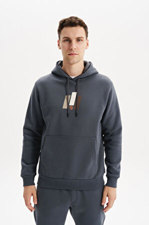 Arma Erkek Kapüşonlu Sweatshirt – Kanguru Cepli, 3 İplik Şardonlu, Regular Fit, %70 Pamuk %30 Polyester K30254628502 