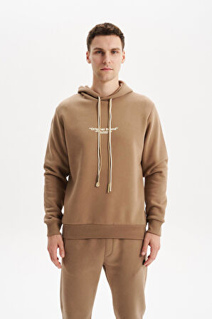 Arma Erkek Kapüşonlu Sweatshirt – Örme 3 İplik Şardonlu, Yazı Baskılı,Cepsiz,Sade ve Şık, Regular Fit K30254628802 