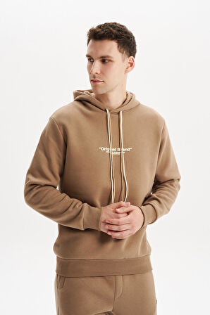 Arma Erkek Kapüşonlu Sweatshirt – Örme 3 İplik Şardonlu, Yazı Baskılı,Cepsiz,Sade ve Şık, Regular Fit K30254628802 