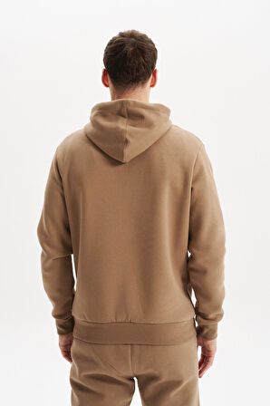 Arma Erkek Kapüşonlu Sweatshirt – Örme 3 İplik Şardonlu, Yazı Baskılı,Cepsiz,Sade ve Şık, Regular Fit K30254628802 