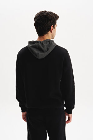 Arma Erkek Kapüşonlu Sweatshirt – Örme 3 İplik Şardonlu, Yazı Baskılı,Cepsiz, Sade ve Şık, Regular Fit K30254628901 