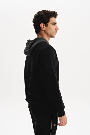 Arma Erkek Kapüşonlu Sweatshirt – Örme 3 İplik Şardonlu, Yazı Baskılı,Cepsiz, Sade ve Şık, Regular Fit K30254628901 