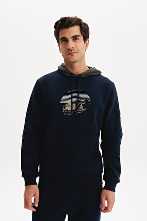Arma Erkek Kapüşonlu Sweatshirt – Örme 3 İplik Şardonlu, Yazı Baskılı,Cepsiz, Sade ve Şık, Regular Fit K30254628901 