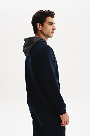 Arma Erkek Kapüşonlu Sweatshirt – Örme 3 İplik Şardonlu, Yazı Baskılı,Cepsiz, Sade ve Şık, Regular Fit K30254628901 