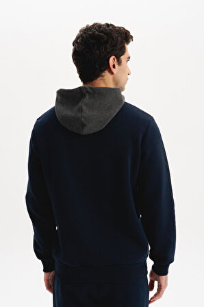 Arma Erkek Kapüşonlu Sweatshirt – Örme 3 İplik Şardonlu, Yazı Baskılı,Cepsiz, Sade ve Şık, Regular Fit K30254628901 