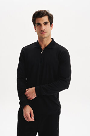 Arma Erkek Basic Slim Fit Fermuarlı Polo Yaka Sweatshirt – İnce Modal Pamuk Elastan Karışımlı Örme İnterlok Kumaş K30554989002 