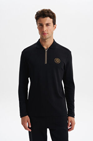 Arma Erkek Slim Fit Fermuarlı Polo Yaka Sweatshirt – İnce Modal Pamuk Elastan Karışımlı Örme İnterlok Kumaş K30554989102 