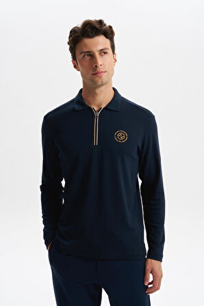 Arma Erkek Slim Fit Fermuarlı Polo Yaka Sweatshirt – İnce Modal Pamuk Elastan Karışımlı Örme İnterlok Kumaş K30554989102 