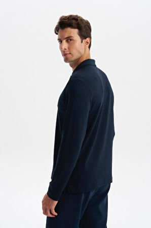 Arma Erkek Slim Fit Fermuarlı Polo Yaka Sweatshirt – İnce Modal Pamuk Elastan Karışımlı Örme İnterlok Kumaş K30554989102 