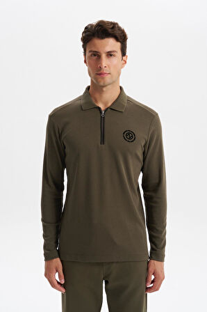 Arma Erkek Slim Fit Fermuarlı Polo Yaka Sweatshirt – İnce Modal Pamuk Elastan Karışımlı Örme İnterlok Kumaş K30554989102 