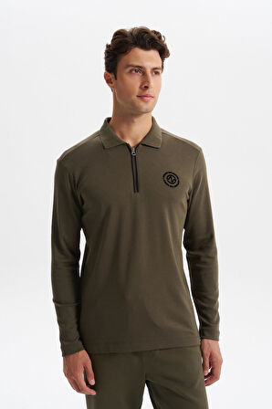 Arma Erkek Slim Fit Fermuarlı Polo Yaka Sweatshirt – İnce Modal Pamuk Elastan Karışımlı Örme İnterlok Kumaş K30554989102 