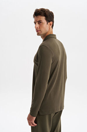 Arma Erkek Slim Fit Fermuarlı Polo Yaka Sweatshirt – İnce Modal Pamuk Elastan Karışımlı Örme İnterlok Kumaş K30554989102 