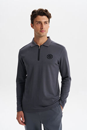 Arma Erkek Slim Fit Fermuarlı Polo Yaka Sweatshirt – İnce Modal Pamuk Elastan Karışımlı Örme İnterlok Kumaş K30554989102 