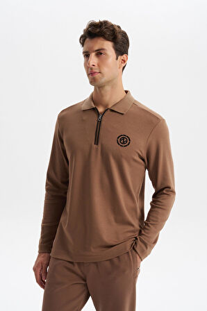 Arma Erkek Slim Fit Fermuarlı Polo Yaka Sweatshirt – İnce Modal Pamuk Elastan Karışımlı Örme İnterlok Kumaş K30554989102 