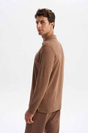 Arma Erkek Slim Fit Fermuarlı Polo Yaka Sweatshirt – İnce Modal Pamuk Elastan Karışımlı Örme İnterlok Kumaş K30554989102 