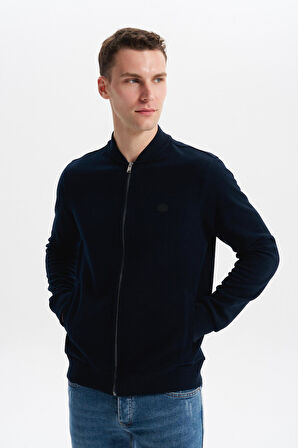 Arma Erkek Slim Fit Selanik Kumaş Tam Fermuar Fleto Cepli Kapüşonsuz Kolej Yaka Sweatshirt K30324698302 