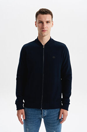 Arma Erkek Slim Fit Selanik Kumaş Tam Fermuar Fleto Cepli Kapüşonsuz Kolej Yaka Sweatshirt K30324698302 