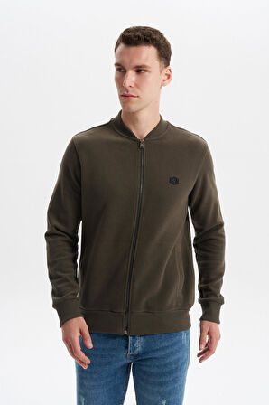 Arma Erkek Slim Fit Selanik Kumaş Tam Fermuar Fleto Cepli Kapüşonsuz Kolej Yaka Sweatshirt K30324698302 