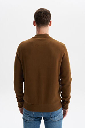 Arma Erkek Slim Fit Selanik Kumaş Tam Fermuar Fleto Cepli Kapüşonsuz Kolej Yaka Sweatshirt K30324698302 