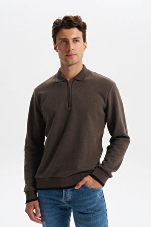 Arma Erkek Selanik Kumaş Polo Yaka Yarım Fermuarlı Regular Fit Sweatshirt Kazak K30554697902 