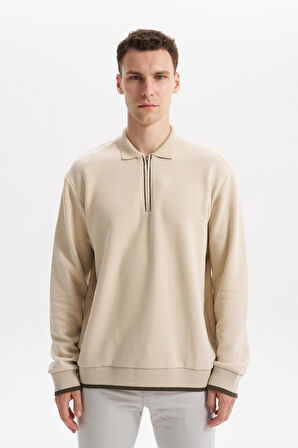 Arma Erkek Selanik Kumaş Polo Yaka Yarım Fermuarlı Regular Fit Sweatshirt Kazak K30554697902 