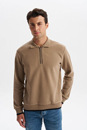 Arma Erkek Selanik Kumaş Polo Yaka Yarım Fermuarlı Regular Fit Sweatshirt Kazak K30554697902 