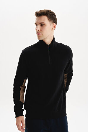 Arma Erkek Pamuk Polyester Karışımlı Selanik Kumaş Yarım Fermuar Dik Yaka Sweatshirt Kazak K30404698002 