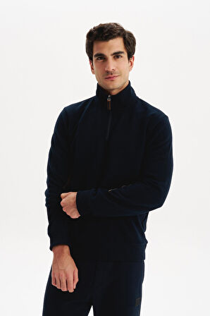 Arma Erkek Pamuk Polyester Karışımlı Selanik Kumaş Yarım Fermuar Dik Yaka Sweatshirt Kazak K30404698002 