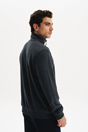 Arma Erkek Pamuk Polyester Karışımlı Selanik Kumaş Yarım Fermuar Dik Yaka Sweatshirt Kazak K30404698002 