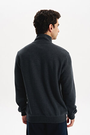 Arma Erkek Pamuk Polyester Karışımlı Selanik Kumaş Yarım Fermuar Dik Yaka Sweatshirt Kazak K30404698002 