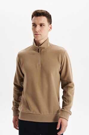 Arma Erkek Pamuk Polyester Karışımlı Selanik Kumaş Yarım Fermuar Dik Yaka Sweatshirt Kazak K30404698002 