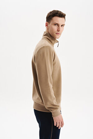 Arma Erkek Pamuk Polyester Karışımlı Selanik Kumaş Yarım Fermuar Dik Yaka Sweatshirt Kazak K30404698002 