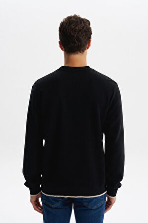 Arma Erkek Regular Fit Karbon Fırçalı Selanik Kumaş Bisiklet Yaka Süs Etiketli Sweatshirt Kazak K30124698802 