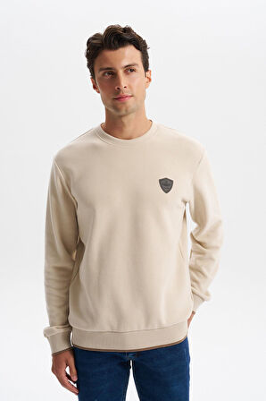 Arma Erkek Regular Fit Karbon Fırçalı Selanik Kumaş Bisiklet Yaka Süs Etiketli Sweatshirt Kazak K30124698802 