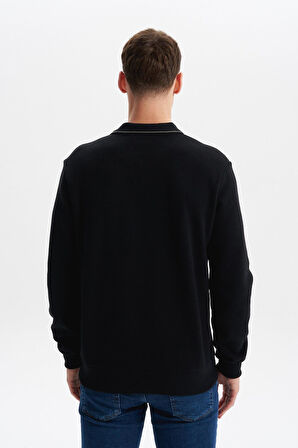 Arma Erkek Regular Fit Polo Yaka Sweatshirt – Karbon Fırçalı Selanik, %65 Pamuk %35 Polyester, Düğmesiz Basic K30554698602 