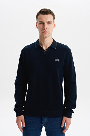 Arma Erkek Regular Fit Polo Yaka Sweatshirt – Karbon Fırçalı Selanik, %65 Pamuk %35 Polyester, Düğmesiz Basic K30554698602 