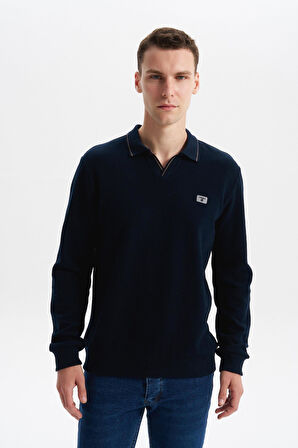 Arma Erkek Regular Fit Polo Yaka Sweatshirt – Karbon Fırçalı Selanik, %65 Pamuk %35 Polyester, Düğmesiz Basic K30554698602 